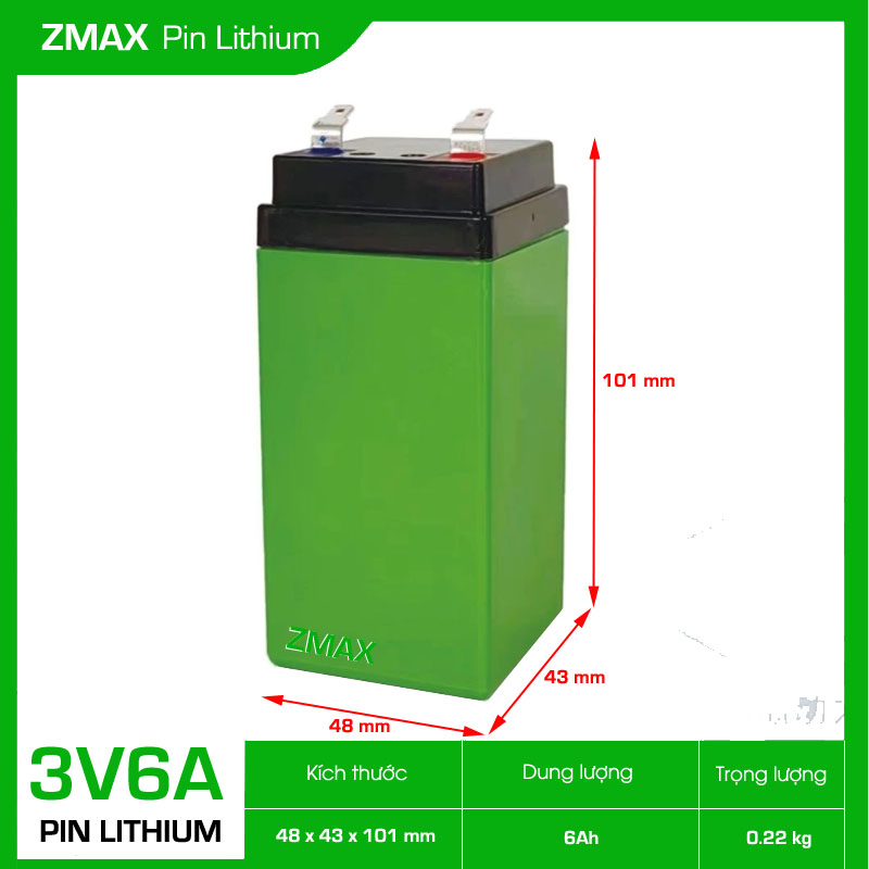 Bình Acquy ZMax Pin Lithium LifePO4 3V 6Ah, ZMM3V6