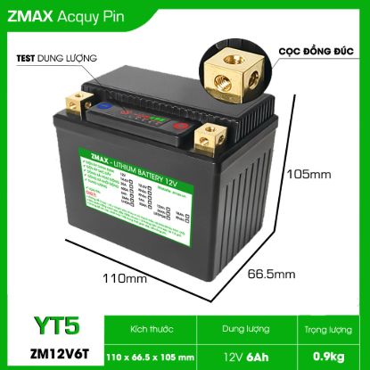 Bình Ắc Quy Pin LFP (LifePO4) 12V 6Ah, ZM12V6T-YT5
