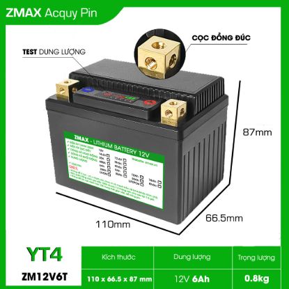 Bình Ắc Quy Pin LFP (LiFePO4) 12V 6Ah, ZM12V6T-YT4