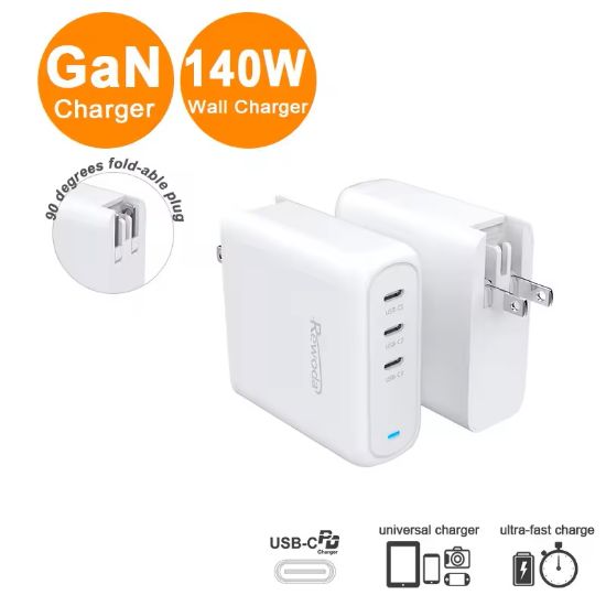 Sáº¡c Nhanh Äa NÄƒng Rewoda RWD140A 140W GaN QC3.0 PPS 3 USB Type-C cho Ä‘iá»‡n thoáº¡i vĂ  mĂ¡y tĂ­nh xĂ¡ch tay - mĂ u tráº¯ng