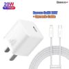 Bá»™ Sáº¡c Nhanh 20W Baseus GaN5 Fast Charger 1C cho iPhone/Samsung CĂ¡p 1m White CCGAN20C5-M
