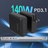 Sáº¡c Nhanh Äa NÄƒng Rewoda RWD140A 140W GaN QC3.0 PPS 3 USB Type-C cho Ä‘iá»‡n thoáº¡i vĂ  mĂ¡y tĂ­nh xĂ¡ch tay - mĂ u Ä‘en